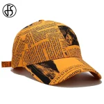 kf-Se5c37c90e6434006803437ade4f37355J-FS-Luxury-Brand-Yellow-Newspaper-Pattern-Baseball-Caps-For-Men-Cotton-Women-Hat-Streetwear-Hip-Hop-1
